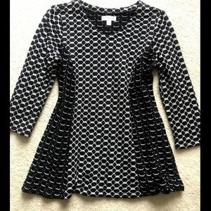 Kim Rogers Black & White Geometric Tunic Top NWOT